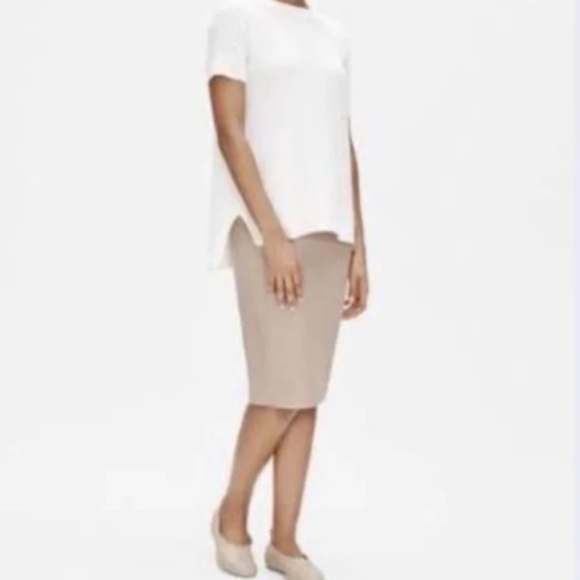 Eileen Fisher Silk Lined Bone Color Classic Pencil Skirt w/Pockets 2 - Picture 1 of 3